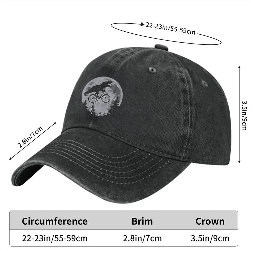 Washed Unisex's Baseball Cap T-Rex Dinosaur Riding Bicycle Trucker Snapback Caps Dad Hat Cycling MTB Biking Golf Hats