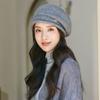 Autumn and winter thick hat female solid color hundred with knitted wool cap thickened warm wool beret knitted velvet hat
