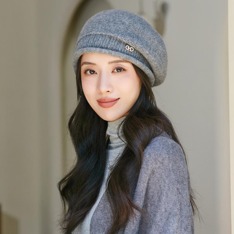 Hats for Women Thick Warm Caps Autumn Winter Fashion Ear Protectors Knitted Wool Hats Octagonal Berets