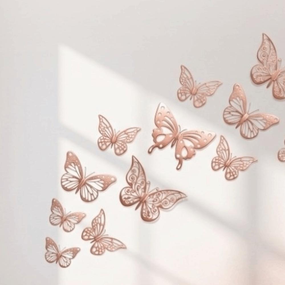 72Pcs Easy Cleaning Butterfly Wall Stickers Hollow Design 3D Butterfly Wall Decor  Home Decor