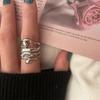 Übertrieben unregelmäßiger Ring für Frauen Männer Retro geometrischer offener Ring Persönlichkeit Silber Farbe Zeigefingerring Alltagsschmuck