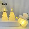 Christmas Party Table Centerpieces Tree Shaped Flameless LED Candles, Battery Operated Flickering Candle Themed Accent Lighting Light, Holiday Desktop