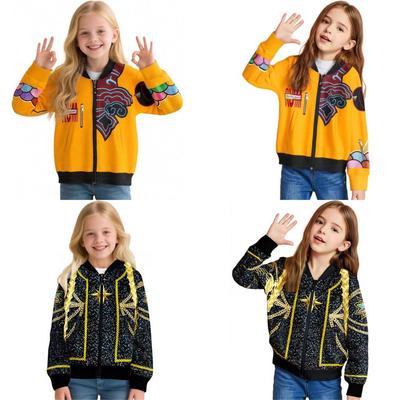 Kids Girls Cartoon Anime Printing Long Sleeves Zipper Jacket Coat