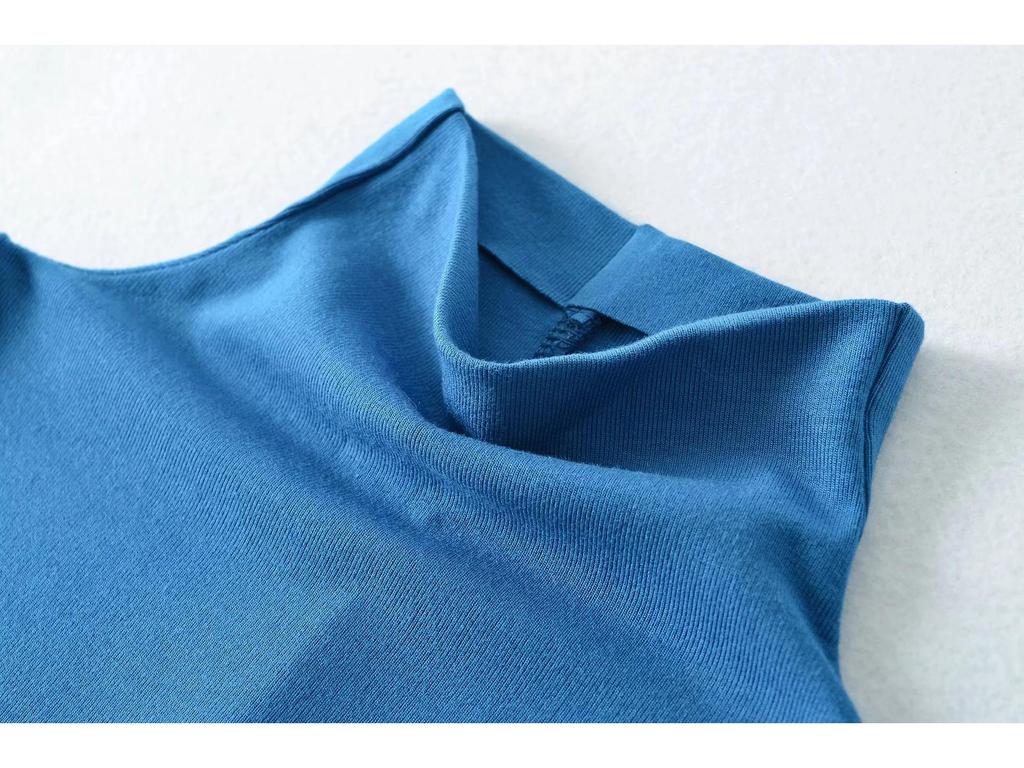 American Spicy Girl High Neck Sleeveless Bodycon Midi Dress