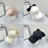 Spring Summer Cotton Baseball Cap With Large Bowknot And Wide Brim Sunshade For Women