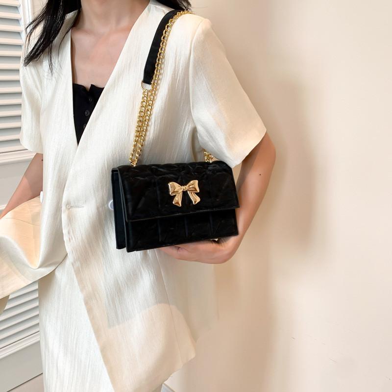 Chic Black Small Square Bag For Women With Beautiful Butterfly Design For Everyday Style