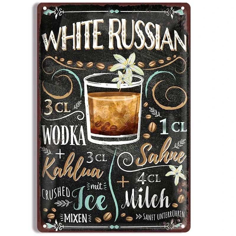 Classic Cocktail Metal Tin Signs Spanish Blackboard Style Poster for Bar Club Beverage Shop Wall Decor Plaque Home Vintage Plate