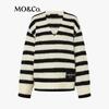MO&Co. Winterpullover 2024 aus Mohairmischung mit V-Ausschnitt und Streifen