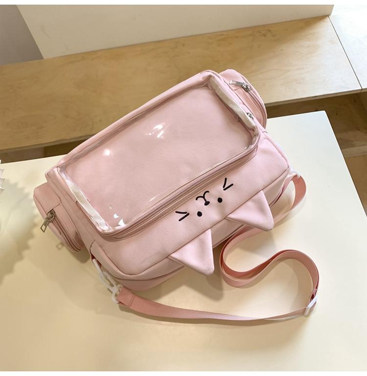 Студенческая сумка через плечо большой емкости с кошачьим принтом для девочек — фото 17