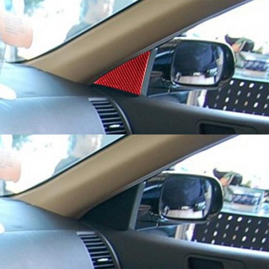 2Pcs Red Carbon Fiber Interior Window Pillar Cover Trim For Honda Accord Sedan