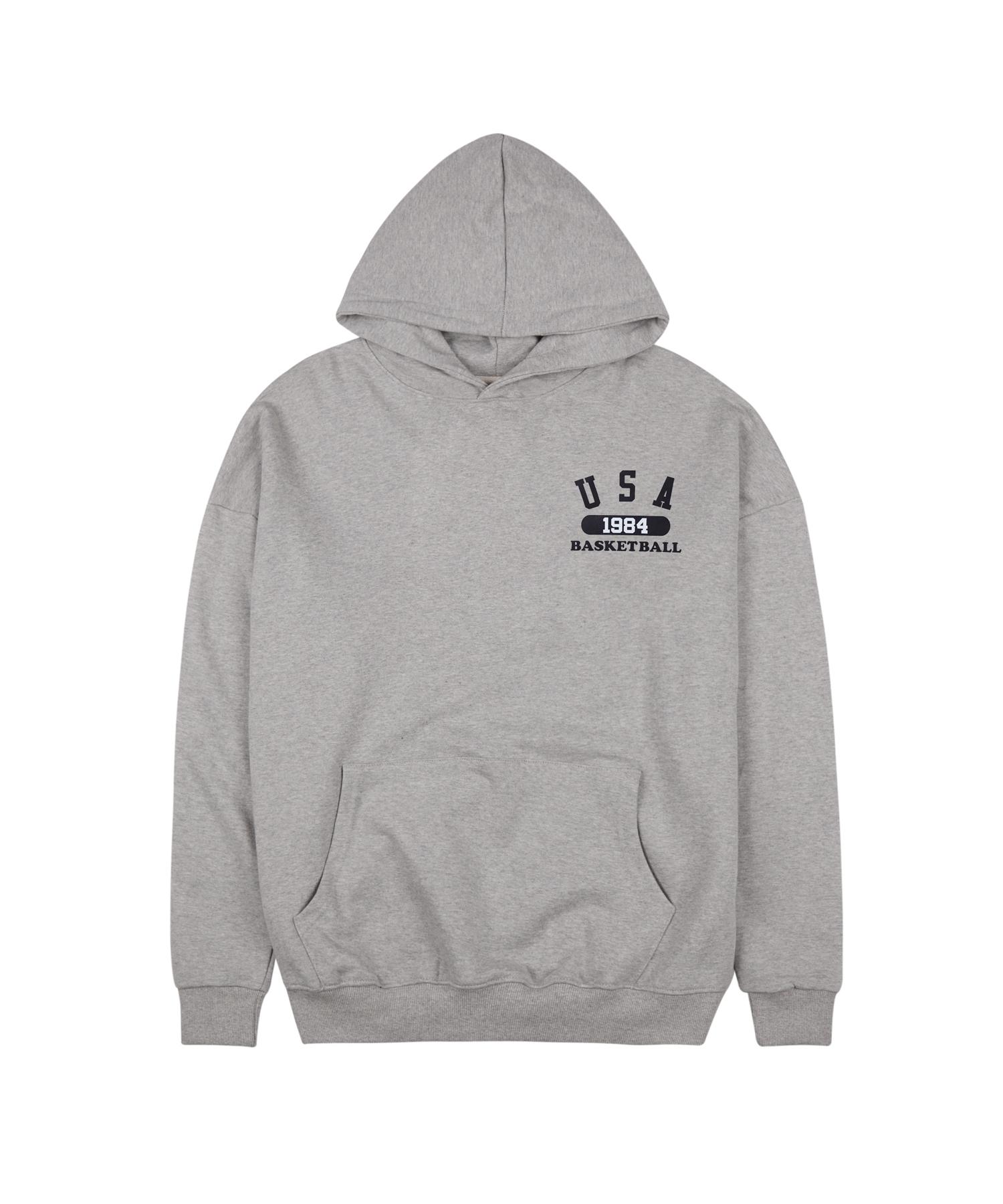 Cream Soda Lab Usa Basketball Small Logo Natural Fit Hoodie Grey Black M