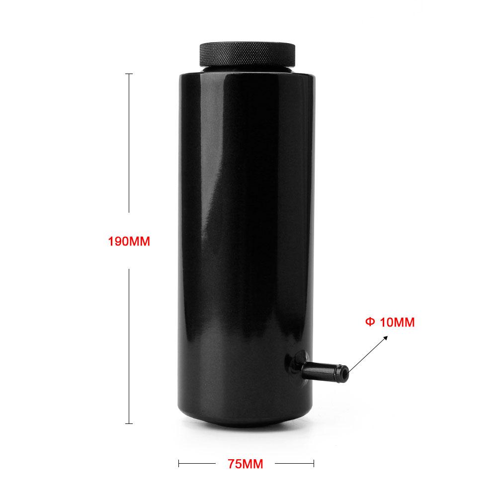 800ML Cylinder Radiator Overflow Reservoir Coolant Tank Universal Can Black Silver BX101142