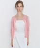 Nonlocal See-Through Round Neck Cardigan - Pink