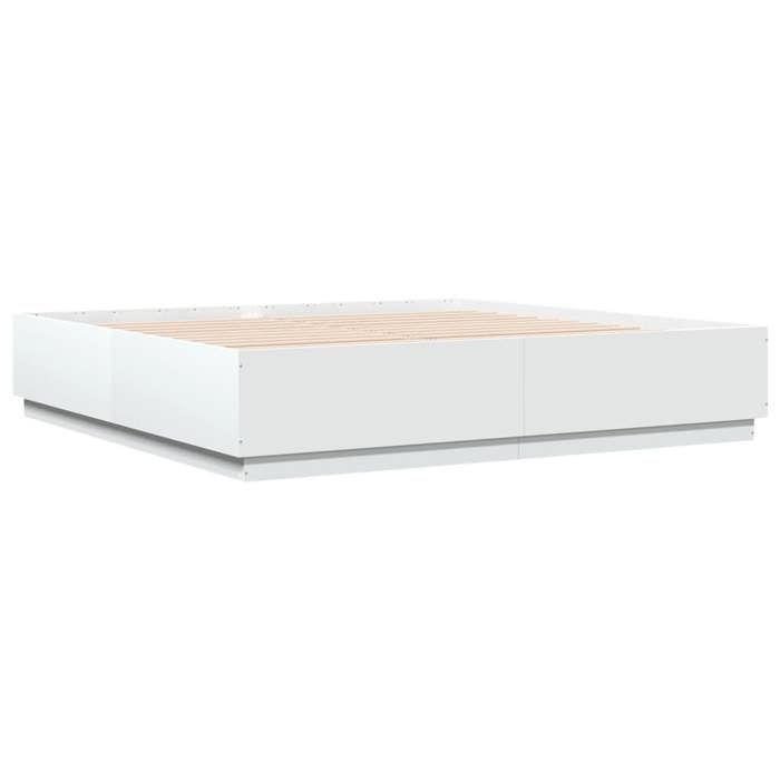 VidaXL Bed Frames, Double Bed with Slat Base, Adult Bed, Bedroom Furniture, Modern, White 180x200 Cm 3209681