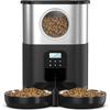 Automatic Cat Feeders for Two Cats 5L Capacity Visable Window Quantitative Feeding Stainless Steel 2 Bowls Timed Pet Food Dispenser