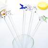 Cute Fish Glass Straws Reusable Colorful Fish Drinking Straw 8mm Diameter for Smoothies Juice Tea Coffee And Water