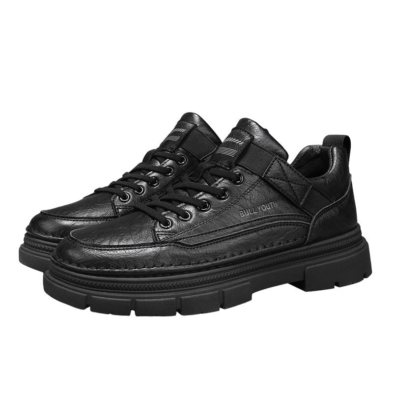 

Fashion Platform Shoes Men s Casual PU Leather Shoes Brand Brown Lace Up Ankle Boots Thick Bottom Outdoor Hiking Shoe for Man Fashion 39 чёрный