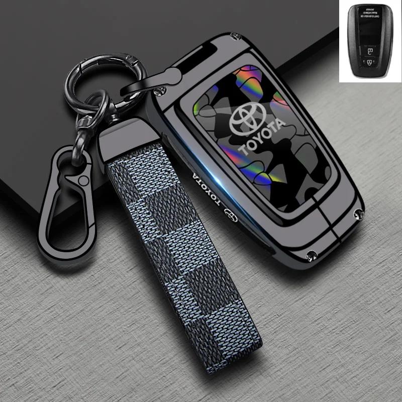 Handmade Cowhide Genuine Leather Key Case for TOYOTA Camry Hanlanda Car Key Protection Sleeve with Keychain - Protective Shell