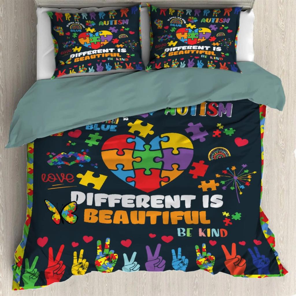 3D Building Block Pattern Duvet Cover Set Boys Girls Bedroom Fun Brick Printing Bedding Set Geometric Rectangle Comforter Cover