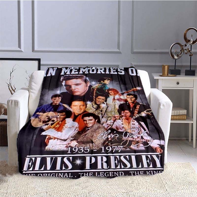 Various Styles of E-Elvis Pattern 3D Printed Rock Singer Sofa Blankets, Suitable for Adult and Children's Bedrooms and Living