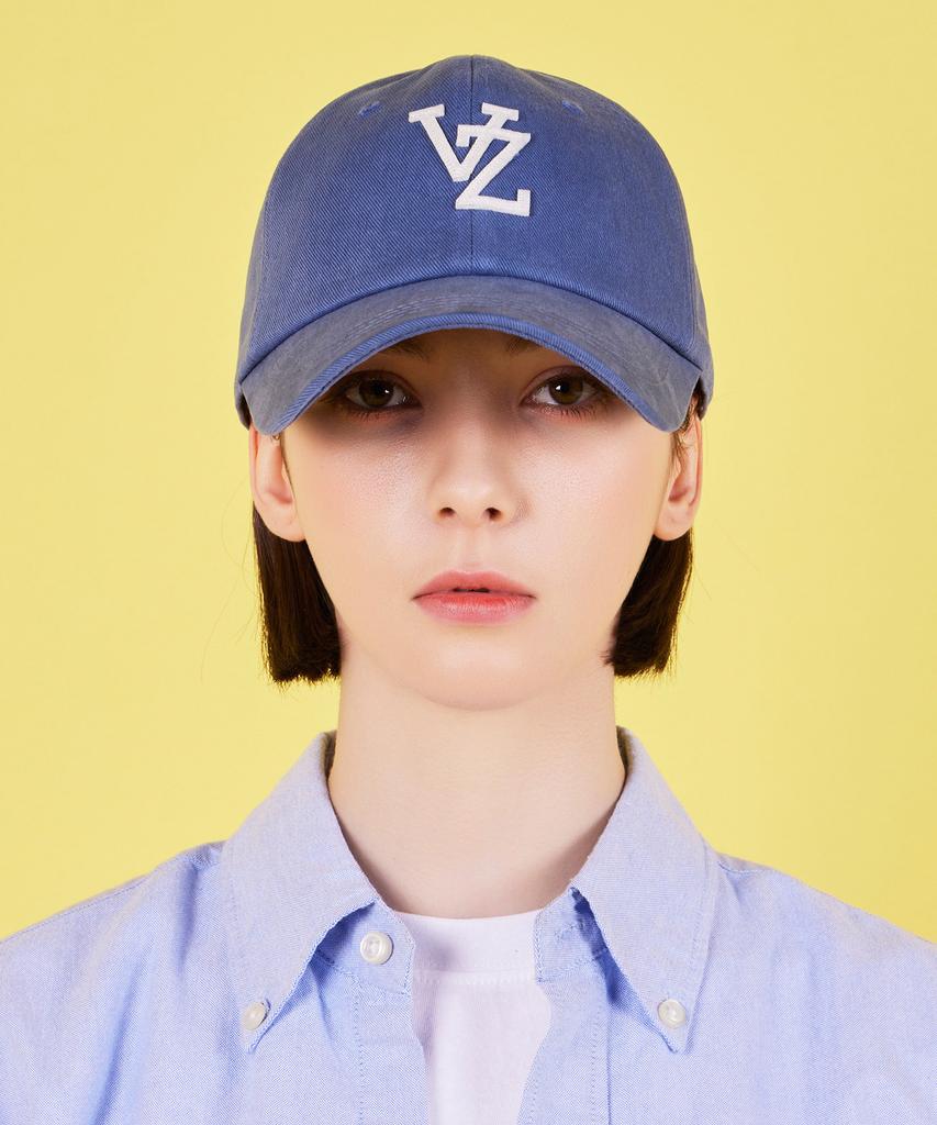 Bajal Monogram Applique Oversized Washed Ball Cap Navy