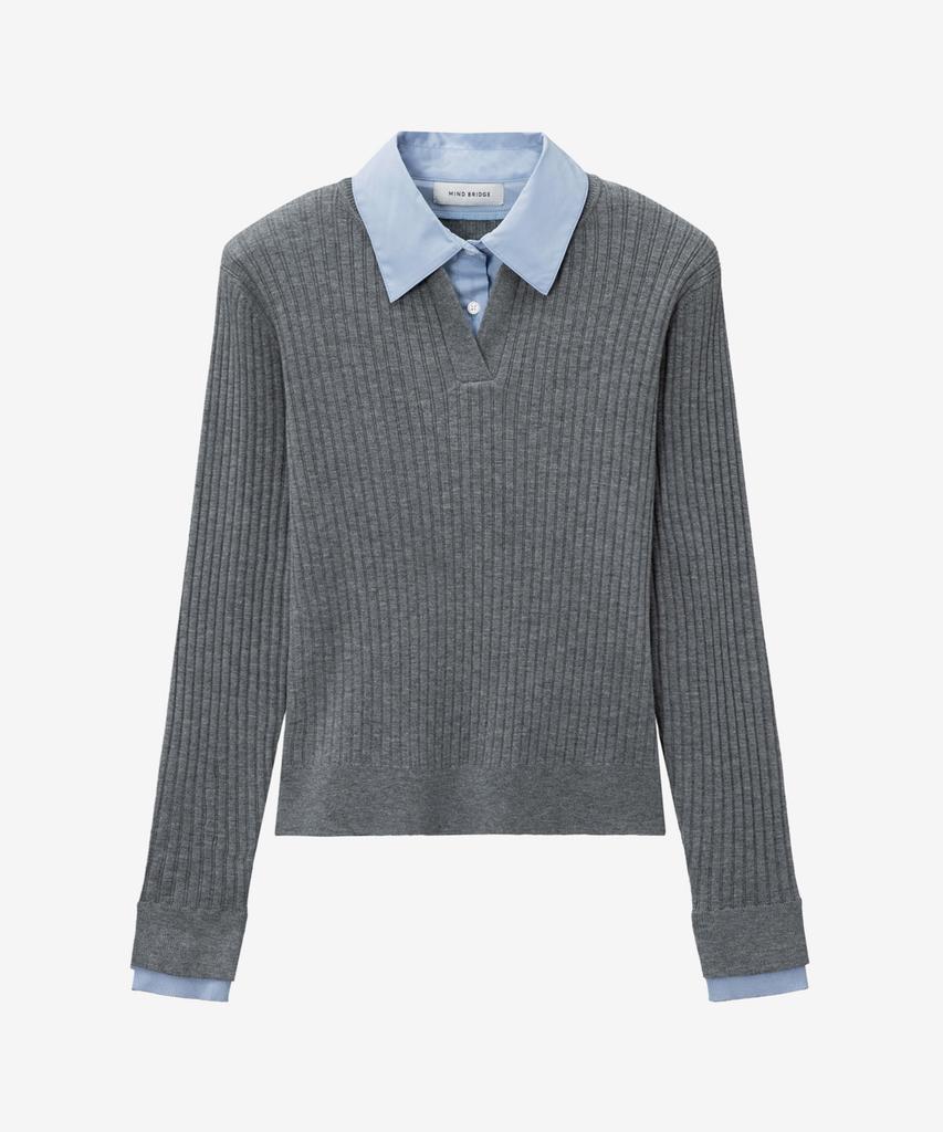 MIND BRIDGE WOMEN [W] Shirt Layered Ribbed Knit - 2 Colors