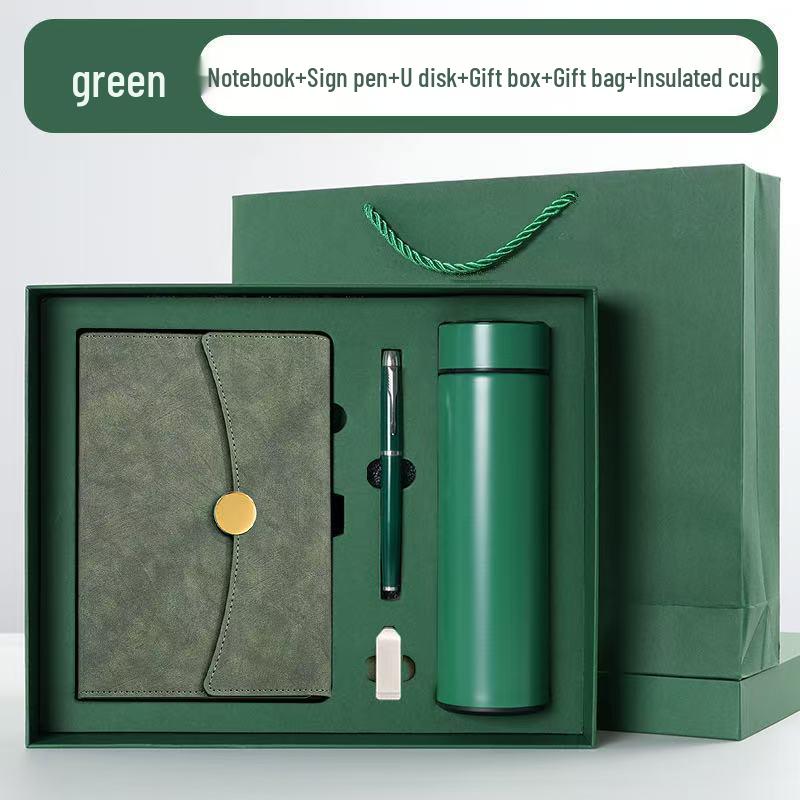 Conjunto de Presente Caderno A5 Dobrável em Três e Copo Térmico – Lembrança Corporativa Personalizada com Logotipo