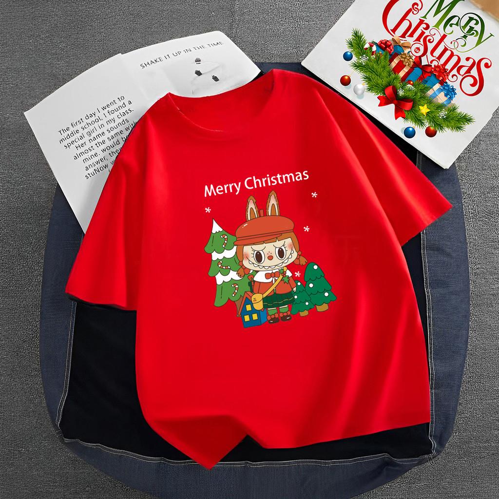 

Трендовая рождественская футболка из хлопка с милым Лабубу 110