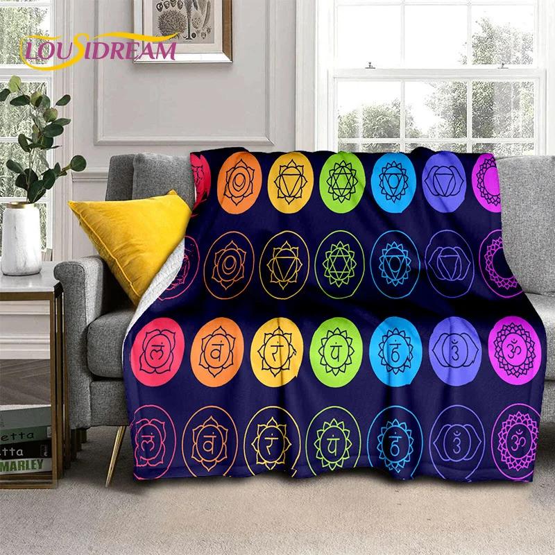 3D Yoga Meditation Rainbow 7 Chakra HD Soft Flannel Blanket for Beds Bedroom Sofa Picnic,Throw Blanket for Outdoors Leisure Gift