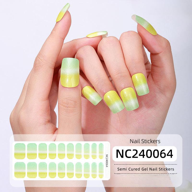 Semi-cured Gel Nail Stickers Gradient Rainbow French Gel Nail Stickers Flash Cat Eye Gel Nail Stickers