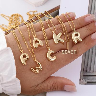 18K Goldplattierte Alphabet-Anhänger-Halskette - Niedliche Hip-Hop-Stil Schlüsselbein-Kette