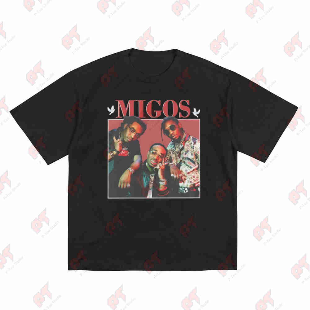 Migos 90S Retro Rap Hip Hop Music Short Sleeve Tee 100% Cotton T-Shirt