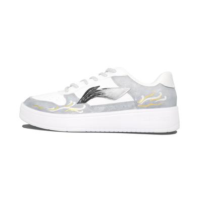 Li Ning Floating Boat Abrasion Resistant Lightweight Low Top Skateboard Shoes Men's Gray White AGCS419-1(Team1828-)