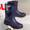 Men's Rain Boots Long Cotton Removable Fishing Kitchen Work Car Wash Waterproof Boots Non-slip Rubber Shoes Men's Water Shoes