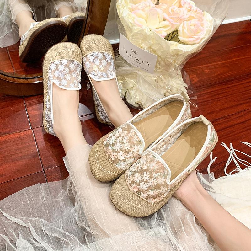 Módní všestranná ležérní obuv 2025 léto nové síťované šněrovací ležérní boty platforma nazouvací rybářské boty