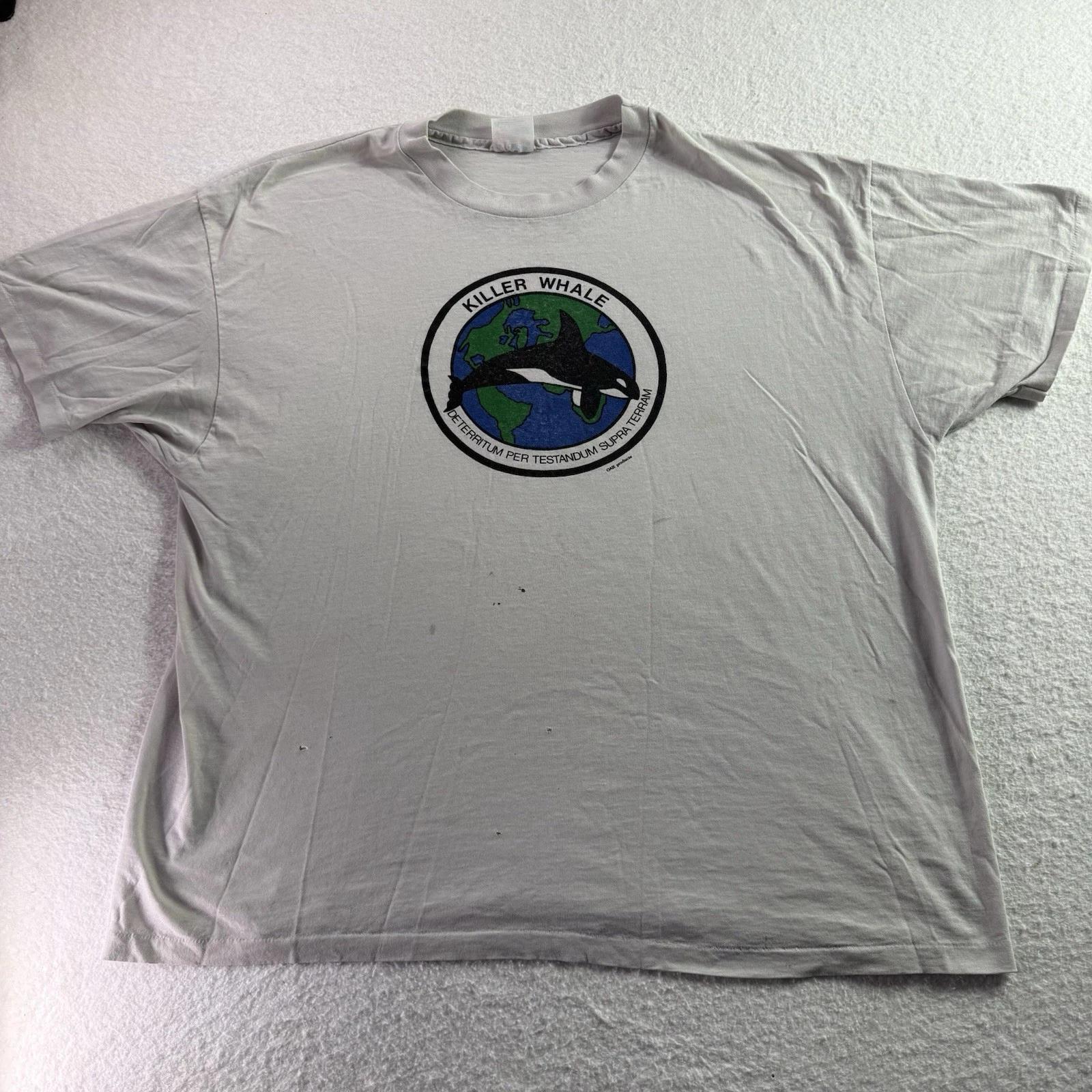 90s Orca Killer Whale Graphic Single Stitch T-Shirt Distressed Soft Thin XL S