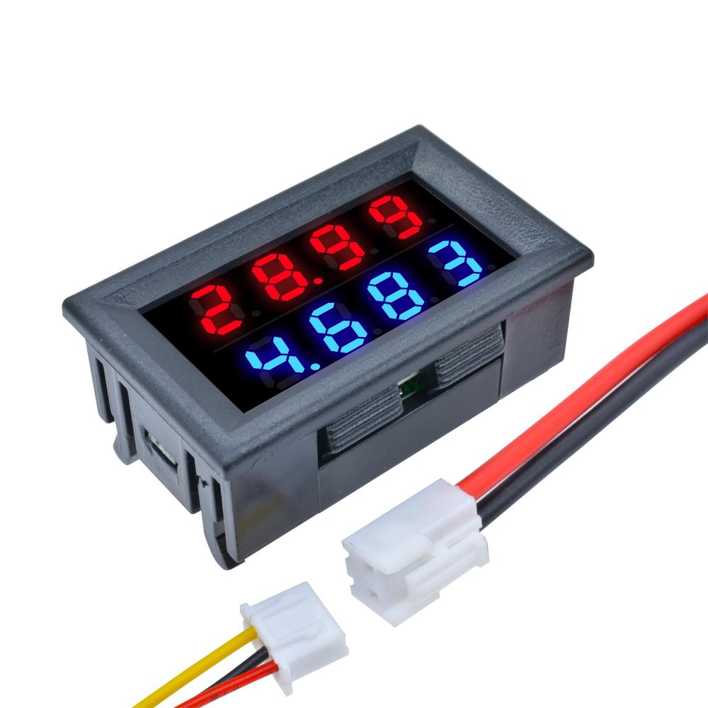 DC 100V 200V 500V 10A Digital Voltmeter Ammeter Blue Red 0-500V Voltage Meter Auto Car Mobile Power Voltage Tester Detector