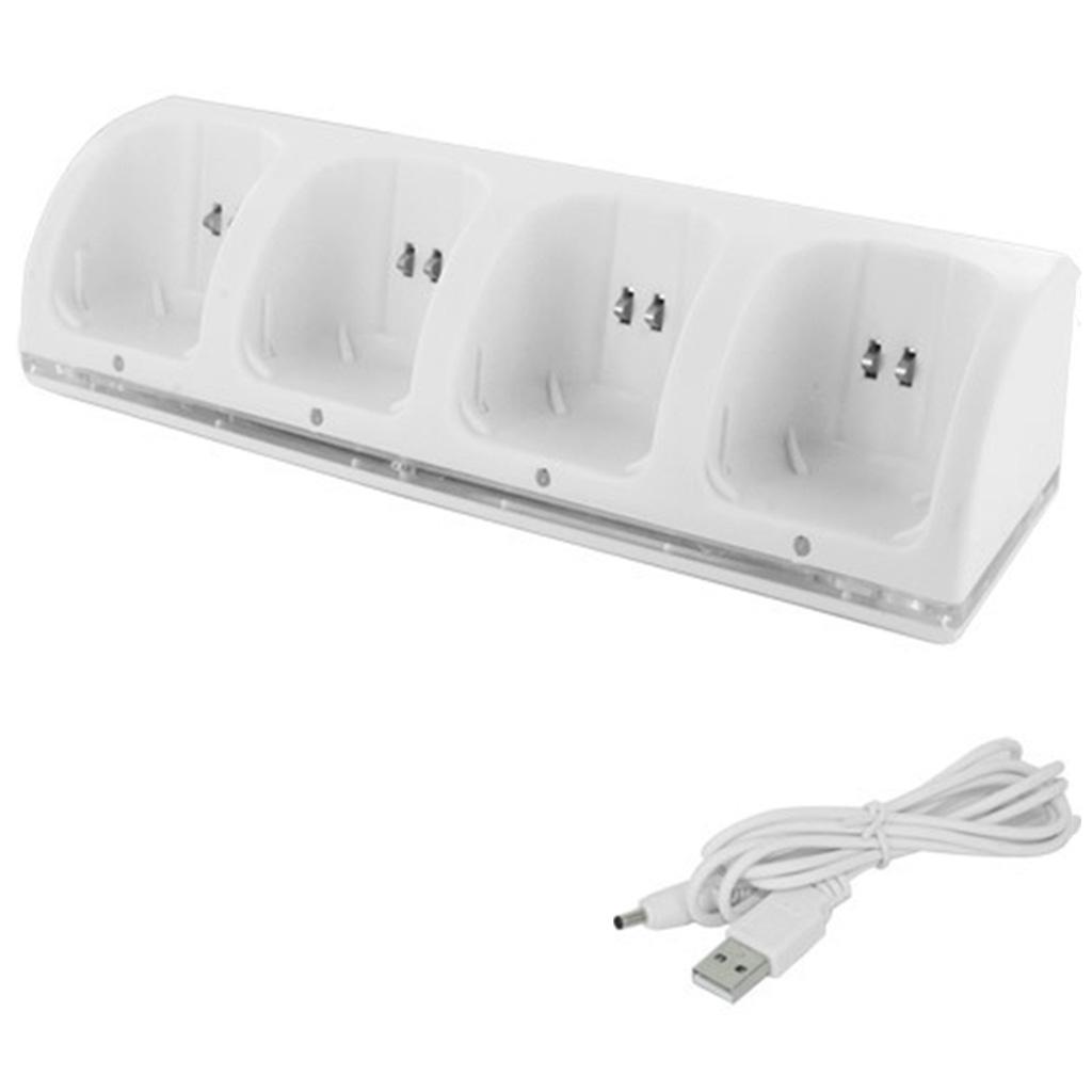 

Подходит для игровой консоли WII / WII U, зарядная станция с защитой от утечки USB-провода, 4-портовое интеллектуальное зарядное устройство, игровые аксессуары белый