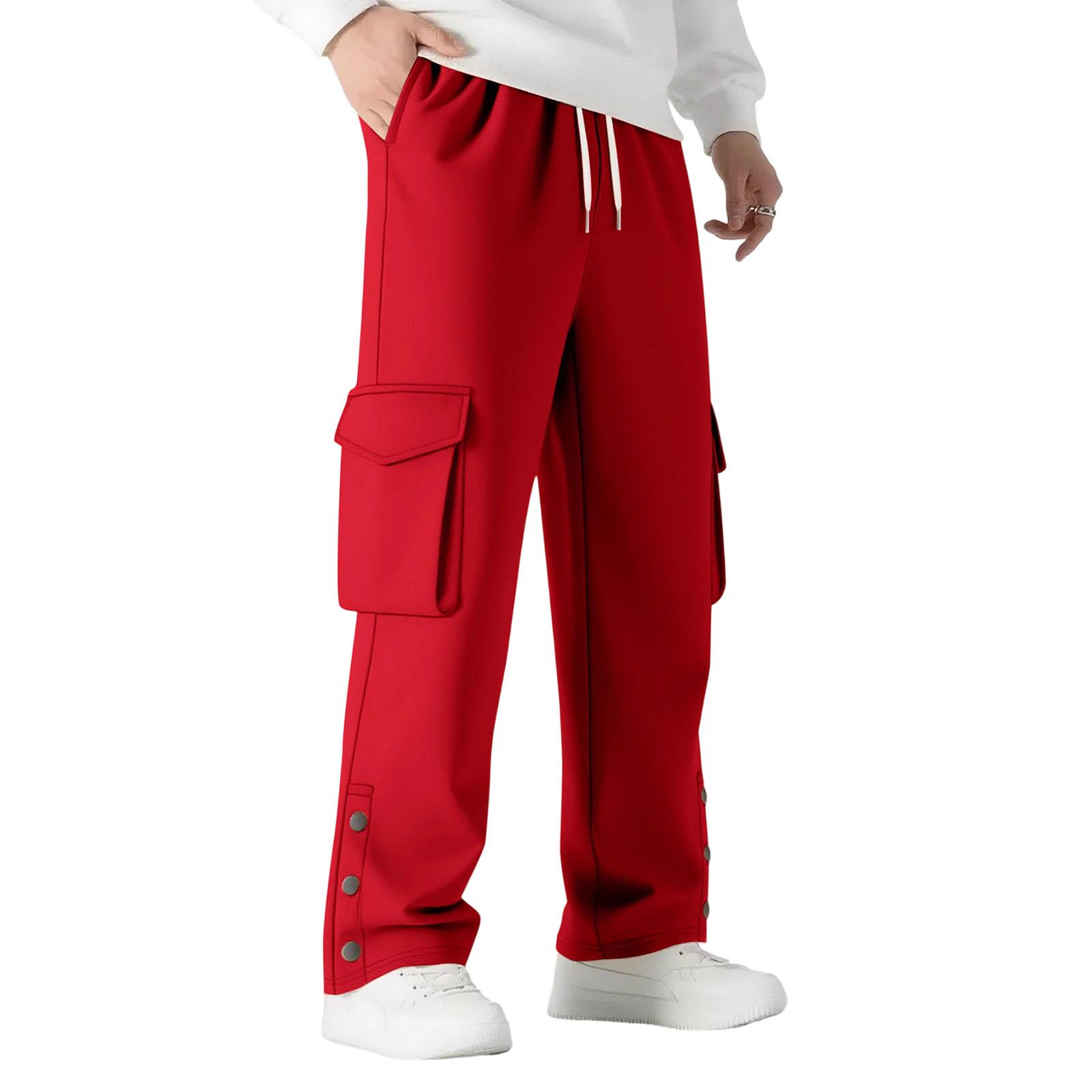 

Мужские уличные спортивные свободные повседневные брюки с несколькими карманами рабочие брюки XL красный