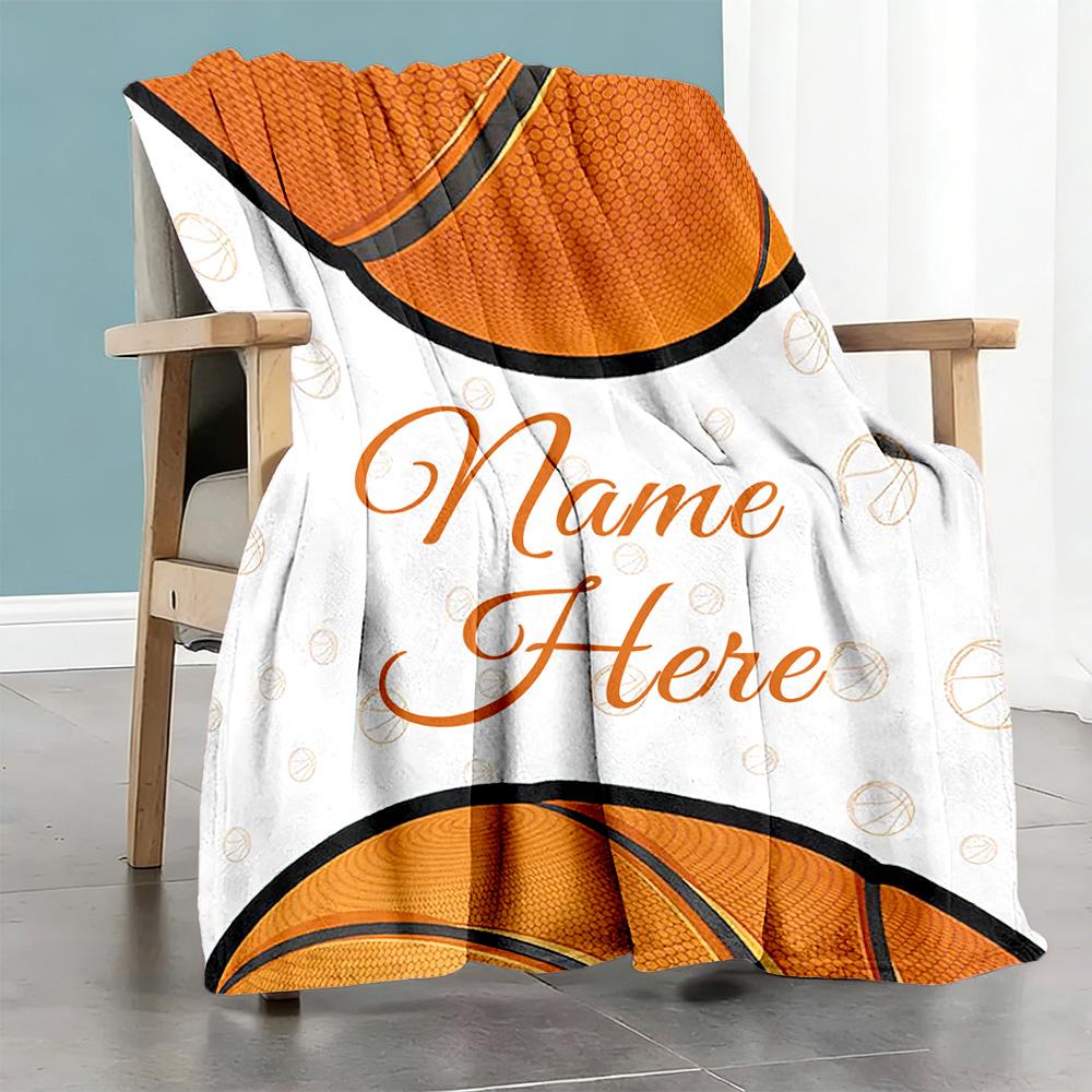 Basketball Style Personalized Text Blanket Lightweight Personalized Blanket Comfortable Great for Chair Office Office Chair Sofa