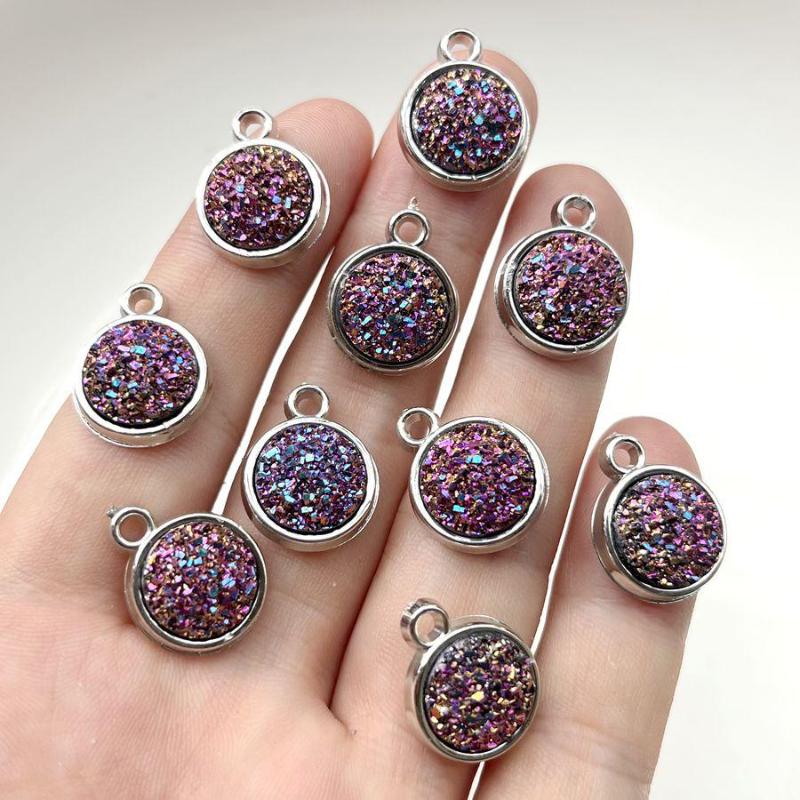 

10 круглых кулонов со стразами из руды, подходящих для браслетов, ожерелий, изготовления ювелирных изделий и декоративных подвесок коричневый