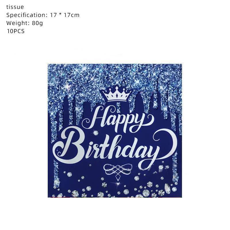 

Одноразовая посуда Diamond Blue Birthday Crown Happy Birthday Тарелка Салфетка для взрослых 30th 40th 50th Happy Birthday Party Decor