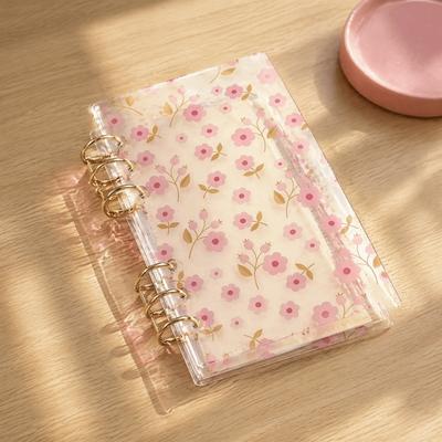 Floral Print Loose Leaf Notebook Transparent Handmade Scrapbook  School Office Supplies