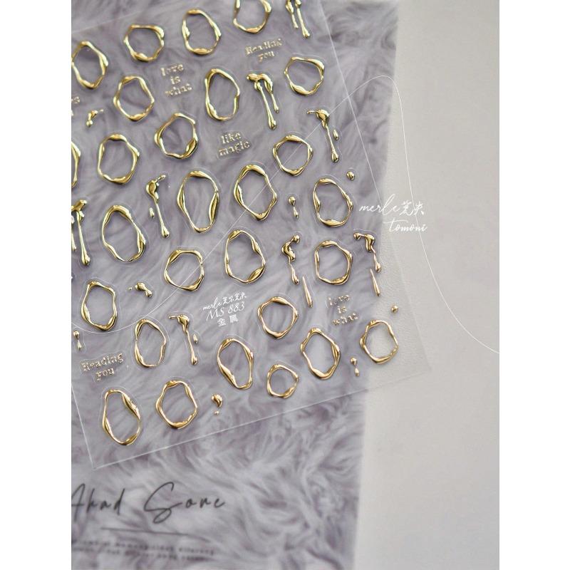 1pc 5D Golden Modern Minimalist Metal Nail Art Stickers, Luxury Heart Shaped Nail Decals, DIY Self-Adhesive Nail Stickers Nail Supplies