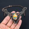 Orange Spiny Oyster Gemstone Jewelry Pure Copper Wire Wrapped Handmade Necklace