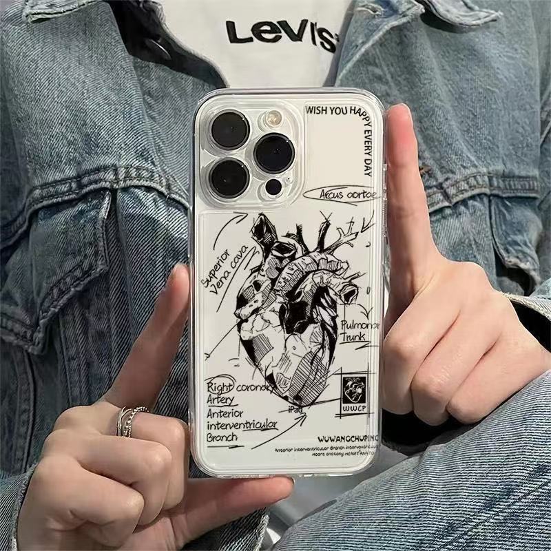 Popular Application Iphone17promax Mobile Phone Case Heart Apple 15 Europe, America 14 Pro Japan and Korea 13/16