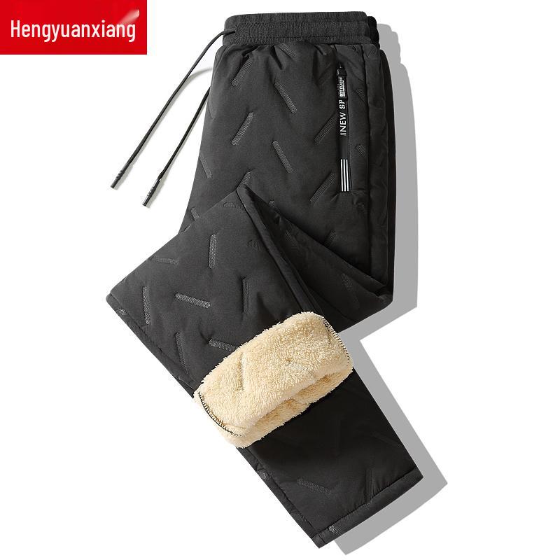 Men's Winter Fleece-Lined Lambswool Pants - Thick, Warm, Windproof