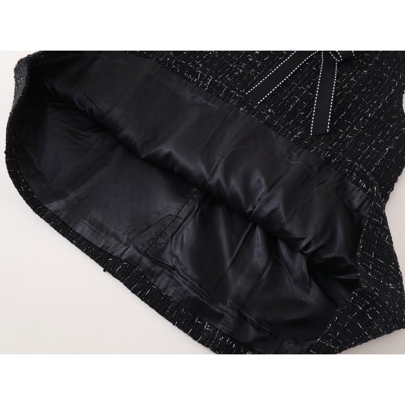 Mädchen Kleidung Ärmellose Weste Kleid Frühling Neu Kinder Leichter Luxus Schwarzer Strass Schwarzes Kleid