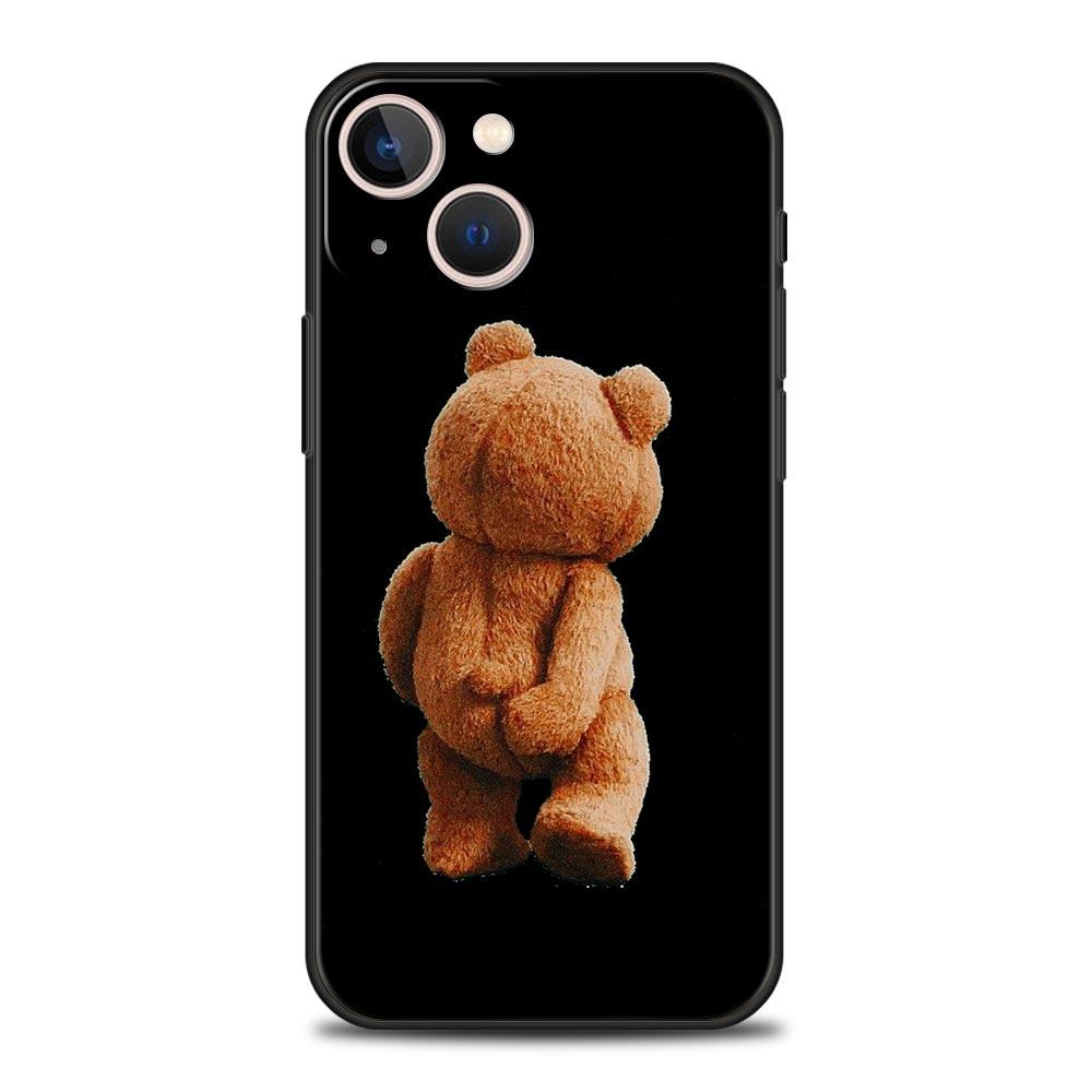 Lustige Just Relax Brown Bear Luxus-Telefonhülle für iPhone 13 15 14 12 11 Pro MAX XR X SE XS 7 8 Plus Weiche schwarze Silikonhülle