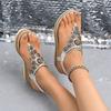 Fashion 2025 New Women's Thick Platform Wedge Sandals Fashion Trend Diamond Leisure Leather Sandals Bohemian Style Bohemian Roman Shoes